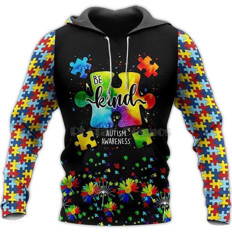 Be kind Autism awareness 3d hoodie Product Photo 1