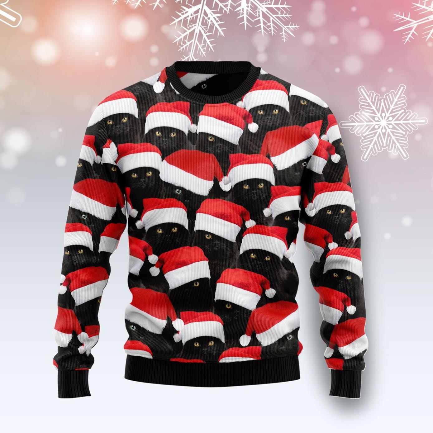 Black Cat Group Ugly Christmas Sweater Product Photo 1