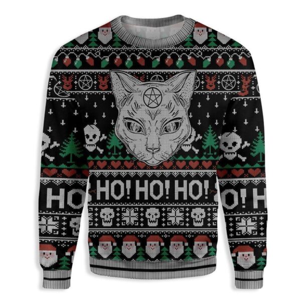 Black Cat Wicca Ugly Christmas Sweater Product Photo 1