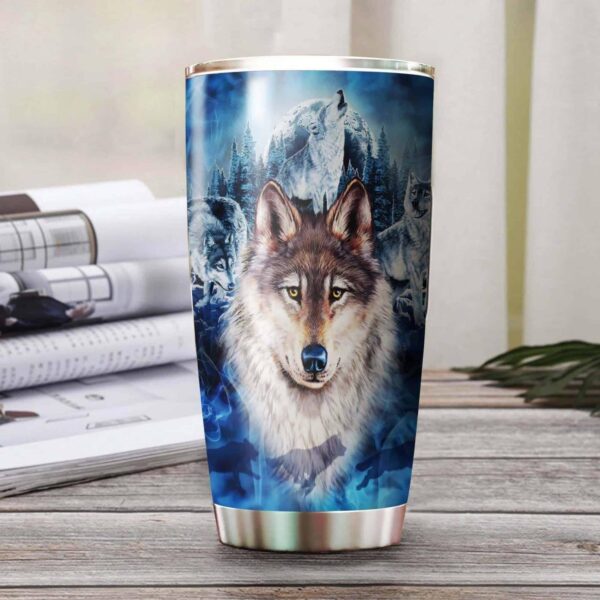 Blue Wolf Art Personalized Wolf Lover Tumbler Product Photo 2