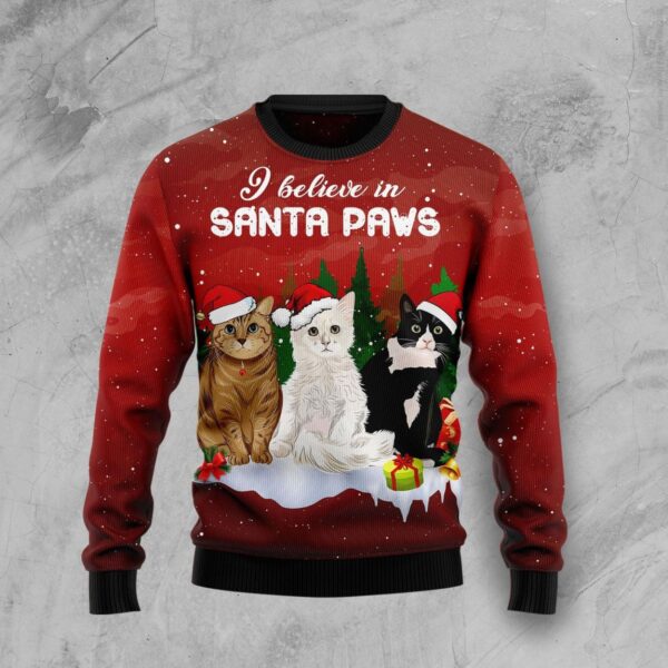 Cat Santa Paws Ugly Christmas Sweater Product Photo 1