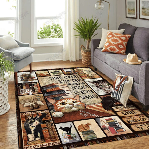 Cats And Books Rectangle Rug Home Decor Product Photo 2