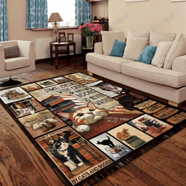 Cats And Books Rectangle Rug Home Decor Product Photo 1