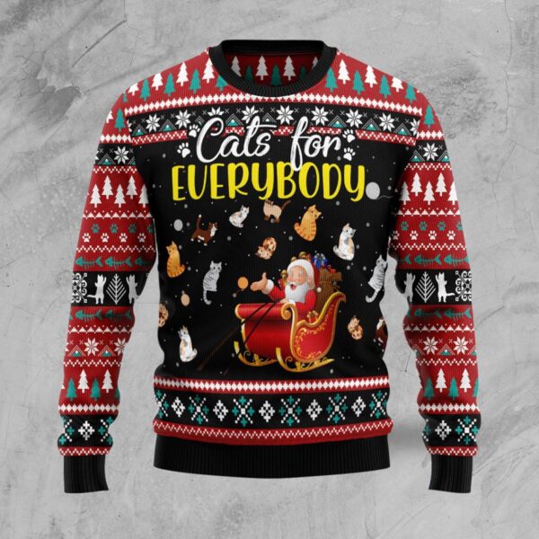 Cats For Everybody Merry Christmas Ugly Christmas Sweater Product Photo 1