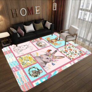 Cute Rabbit Rectangle Rug Home Decor Product Photo 2
