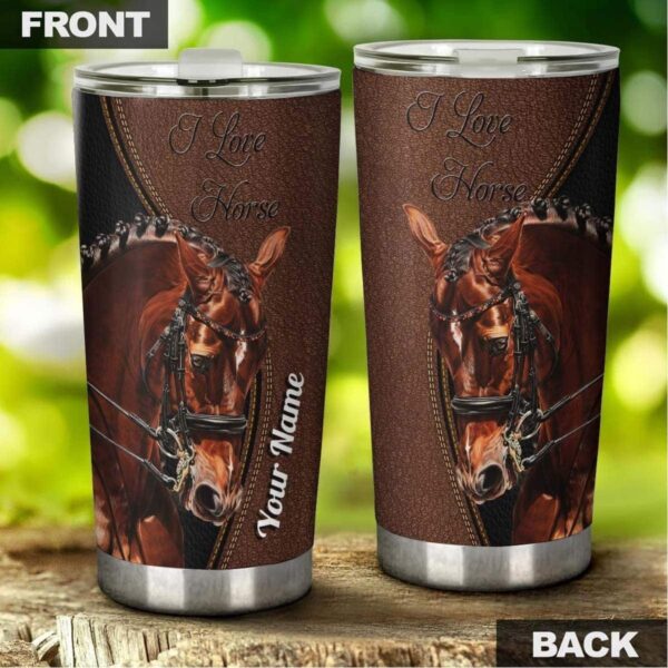 Love Horses Leather Personalized Tumbler Product Photo 2