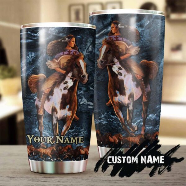 Native American Women Riding Horse Personalized Tumbler Product Photo 1