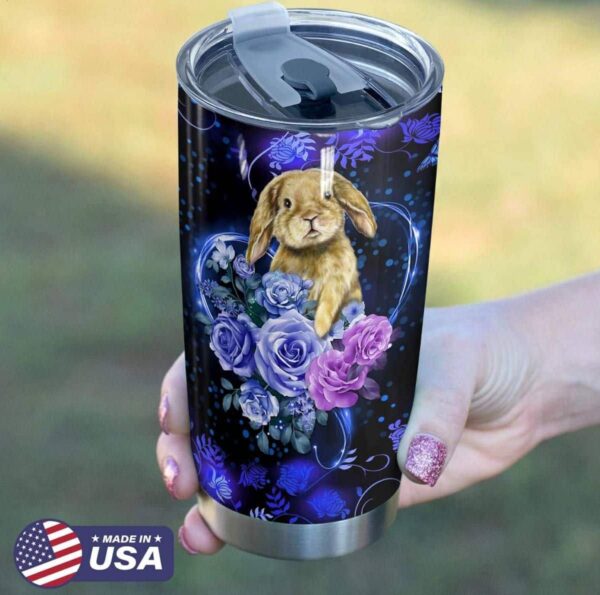 Purple Flower Rabbit Personalized Tumbler Product Photo 2