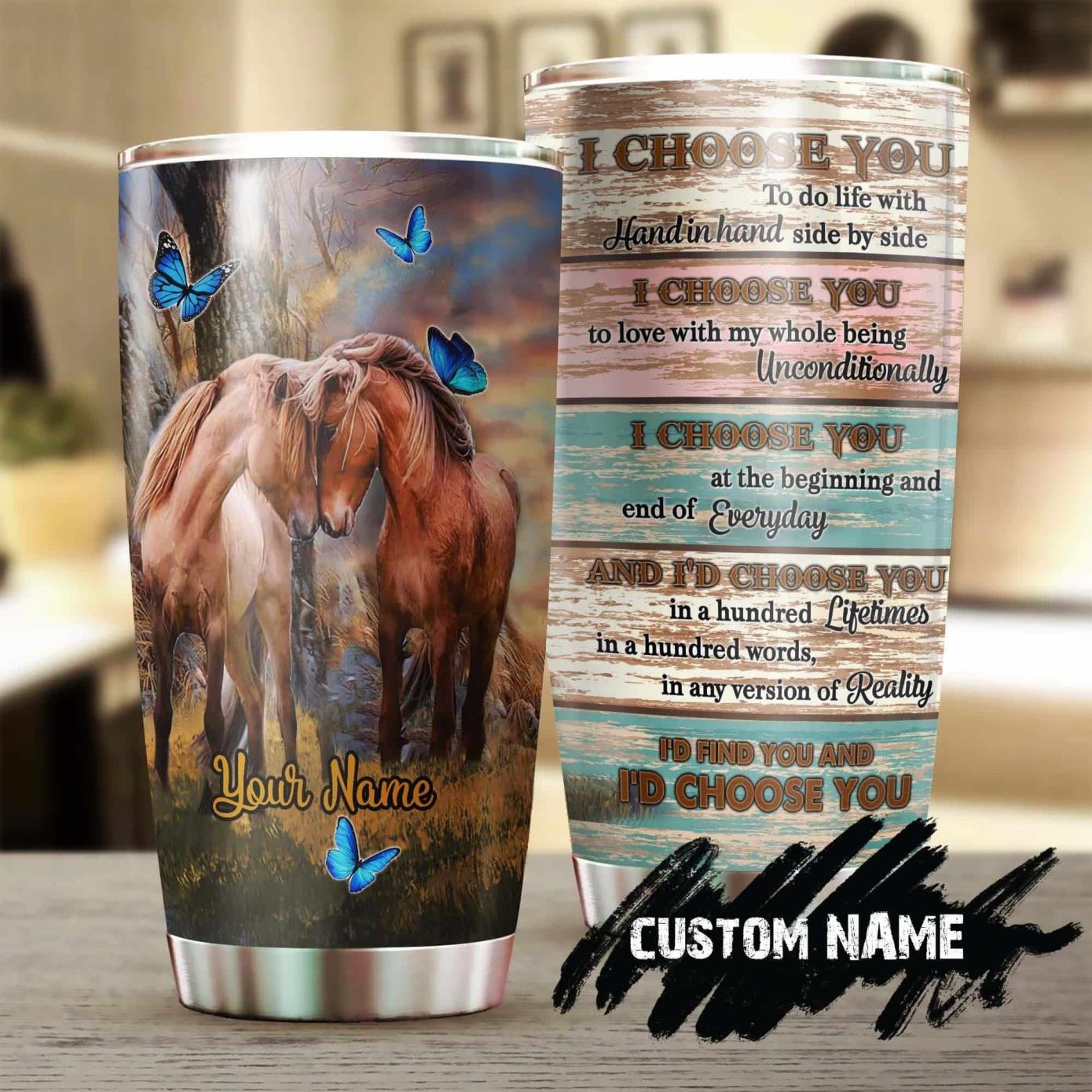 Romantic Couple Horse I Choose You Personalized Tumbler Product Photo 1