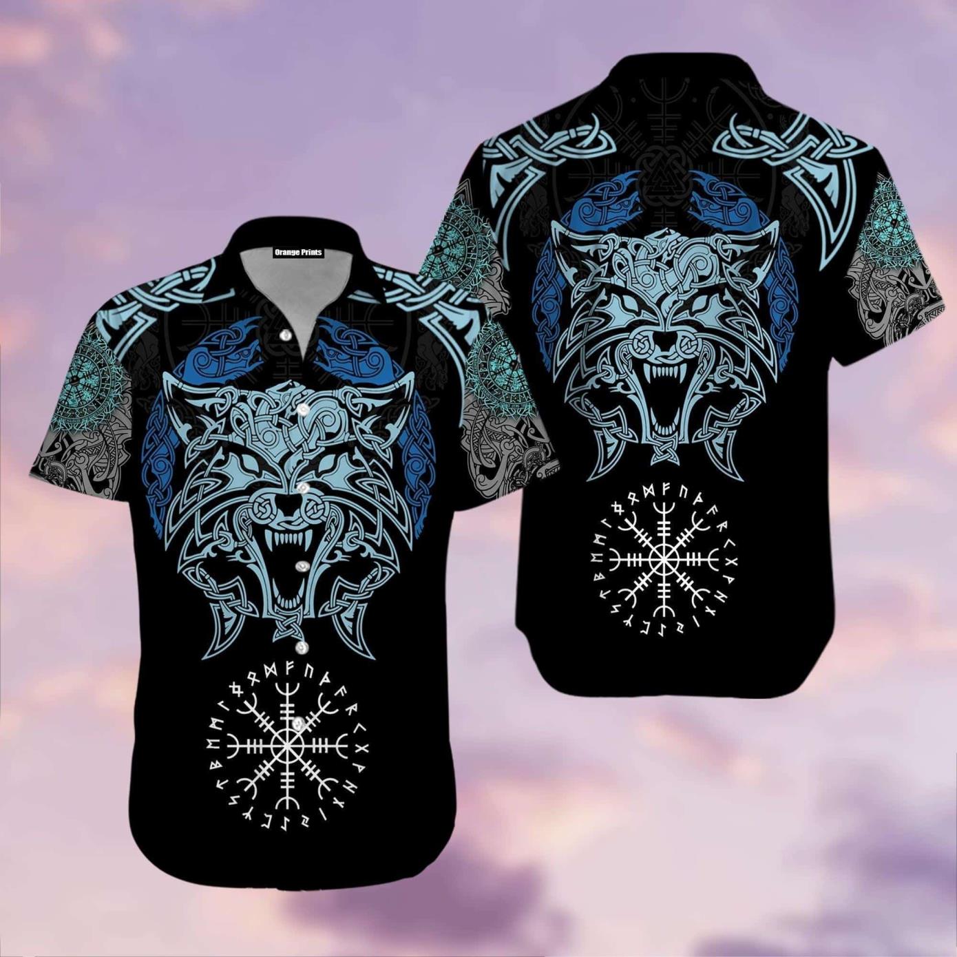 Viking Wolf Tattoo Hawaiian Shirt Product Photo 1